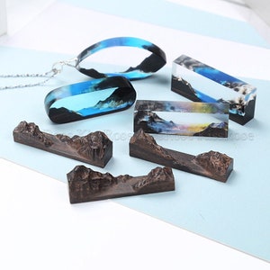 Wooden peak model-Mini solid wood mountain-wooden Miniature mountain landscape-wooden moutain for epoxy resin pendant making-Craft materials