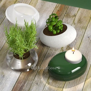 Cement Plaster Terrazzo Succulent Plant Pot Mold-DIY Oval Candle Jar Silicone Mold-Resin Candle Holder Mold-Concrete Flower Pot Molds