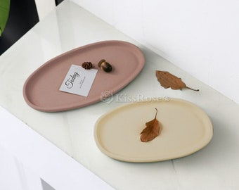 Molde de bandeja de silicona de 2 estilos-Molde de placa ovalada irregular-Molde de bandeja de vela-Molde de bandeja de joyería de yeso/hormigón-Moldes de bandeja de almacenamiento ovalados