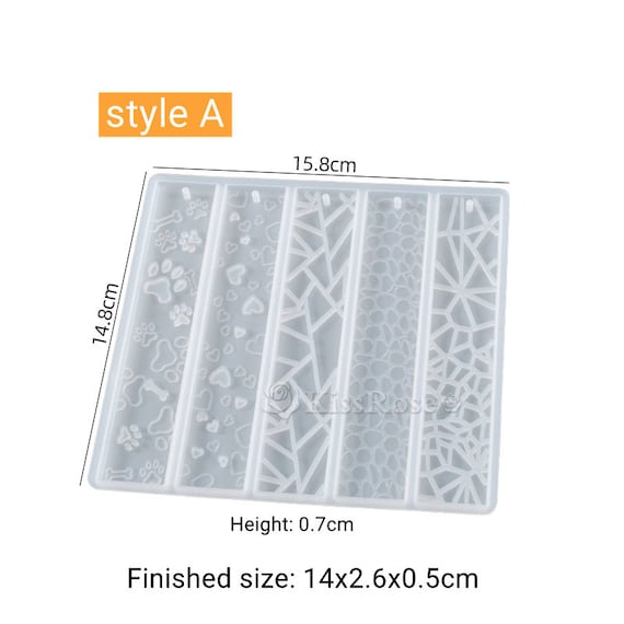 Moldes De Silicona Para Marcapáginas De Resina - 2 Tamaños (15.5x3.5 Cm Y 10.5x3 Cm), Reutilizables