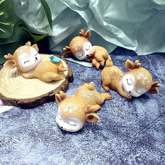 Cerf Figurines Jouets Kawaii Sleeping Animal Baby Decor Ornements