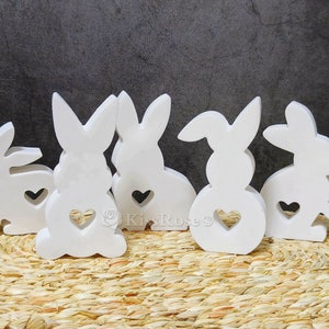 6 Styles Easter Bunny Silicone Mold-Cute Rabbit Resin Molds-Hollow Heart-Shaped Rabbit Candle Mold-DIY Diffusing Stone Rabbit Plaster Mold