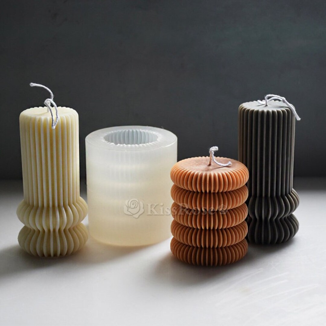 Striped Pillar Candle Silicone Mold-scented Candle Cylinder