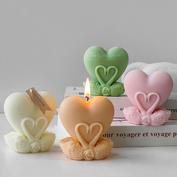Stampo Candele A Cuore In Silicone - 3D Con Design Mani, Fai Da Te Per Aromaterapia - Foto 2