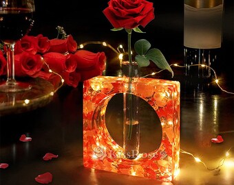 Voyyphixa Moule de Vase en Résine, Forme de Coeur Moule Silicone Station de Propagation avec 3 Tube à Essai, Moulle Resine Epoxy pour Plantes Hydroponique