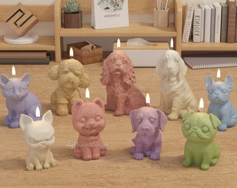 Stampo in silicone per cani 3D, simpatico cucciolo, per candele profumate, per candele profumate, per animali domestici, in resina, diffusore, in pietra, per animali, ornamento in gesso