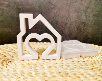 Holle hartvormige huis siliconen mal-siliconen liefdeshuis mal-betonnen zadeldak mal-vuurtoren gips mal-huis decor hars mal