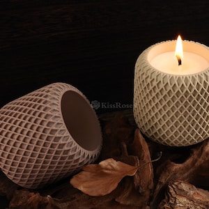 Mesh candle vessel silicone mold-Candle Cup Concrete Mold-Gypsum Plaster Candle Container Mold-Irregular Silicone Candle Holder Mold