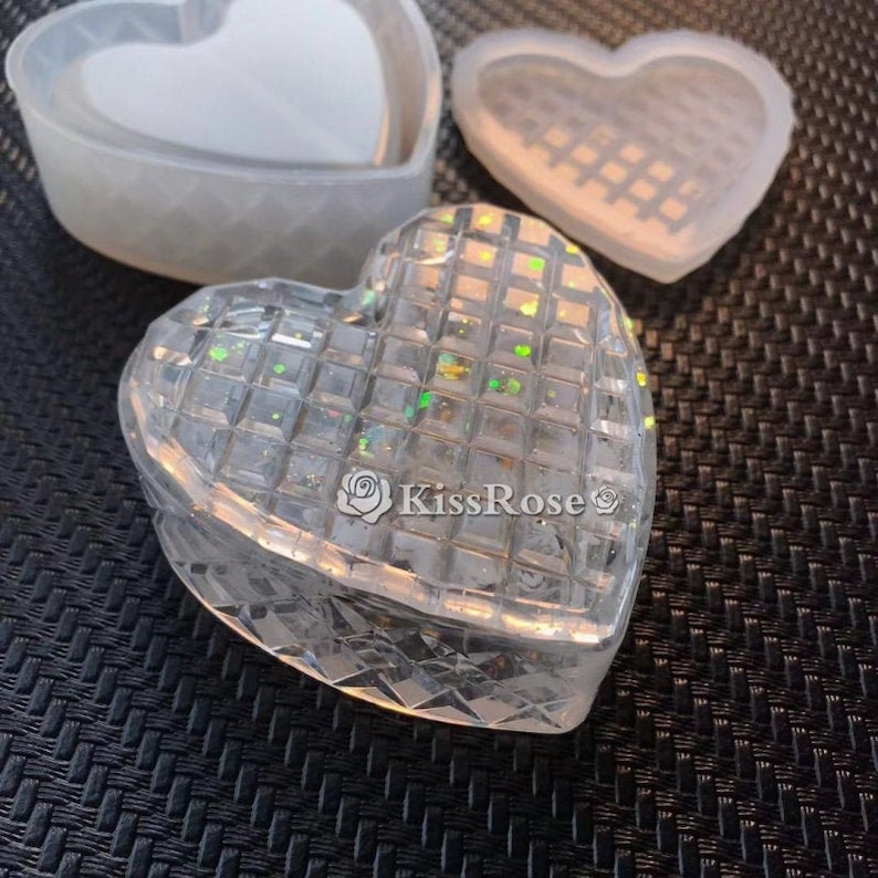 Resin heart box mold with lidSilicone box mold for resin Etsy