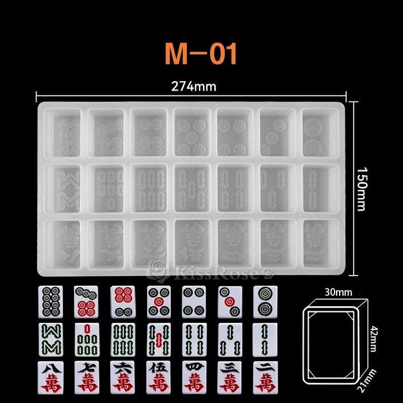 3 size mahjong silicone mold-Mahjong tiles resin molds-Epoxy resin mahjong set mold-Mahjong keychain pendant mold-Resin art craft mold M-01