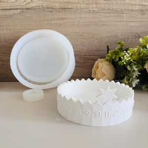 Concrete Calendar Silicone Mold-Date Calendar Resin Mold-Countdown Calendar Mold-Candle Tray Mold-Round Calendar Clock Mold-DIY Advent Decor