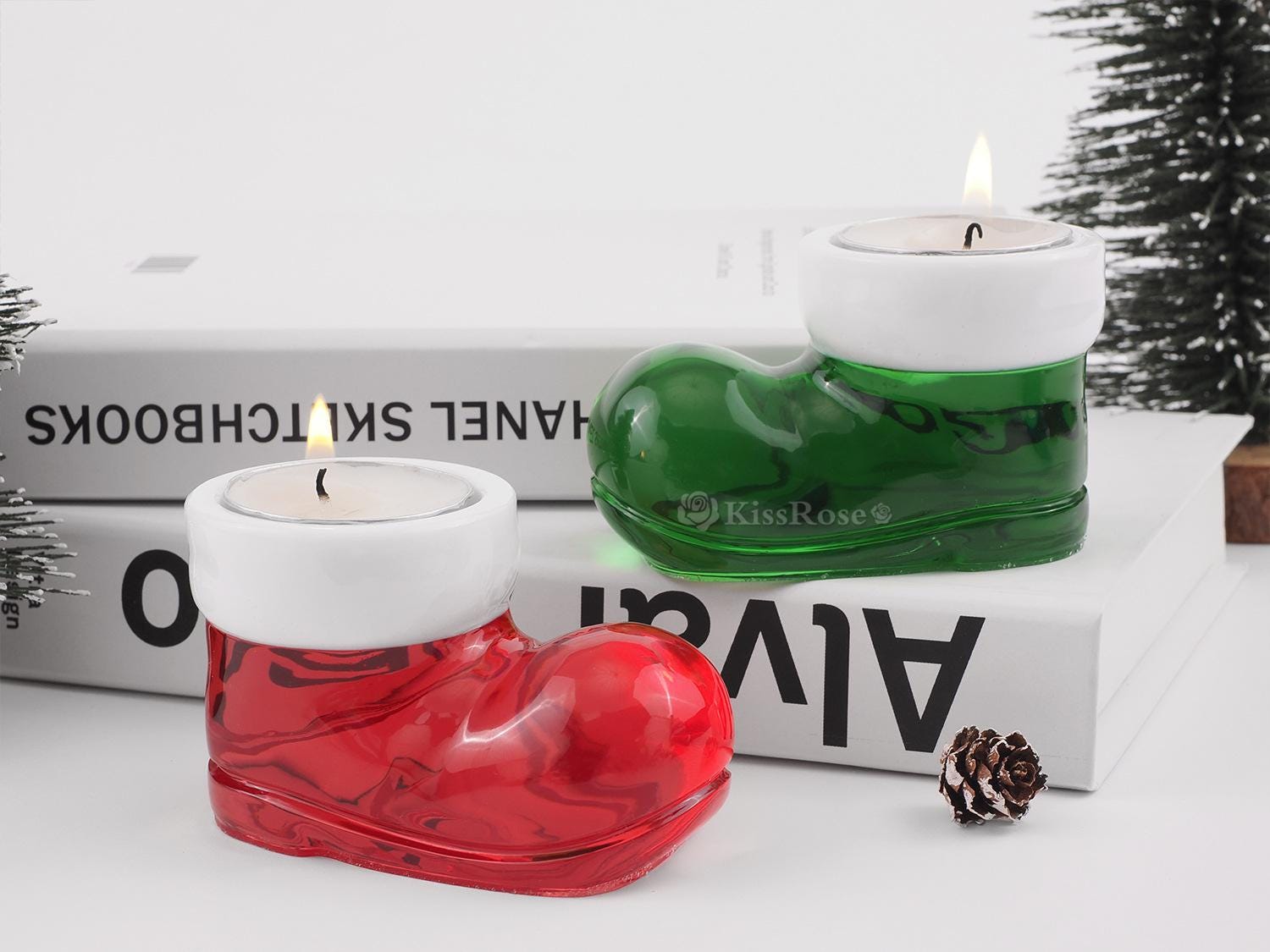 HNsdsvcd Calza di Natale Resina Silicone Stampi Per Resina Epossidica Candela Sapone Gesso Ornamento Cioccolato Fondente Stampo in Silicone
