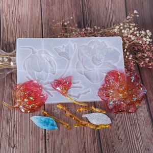 4 styles Flower silicone mold-Flower resin mold-Craft jewelry mold-Epoxy resin necklace pendant mold-Silicon flower mold