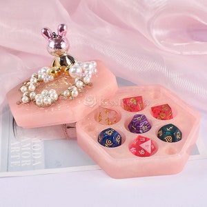 DND Dice Set Box Mold-Hexagonal Dice Storage Box Mold-Silicone Mold For Resin Dice Storage Box DIY -Rounded Long Strip Box Resin Molds