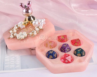 DND Dice Set Box Mold-Hexagonal Dice Storage Box Mold-Silicone Mold For Resin Dice Storage Box DIY -Rounded Long Strip Box Resin Molds