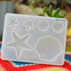 Silicon Mold for Earring Cabochon - Pendant Resin Mold -Starfish &Shell Resin silicon mold - Jewelry Make Mold- Epoxy Resin Mold