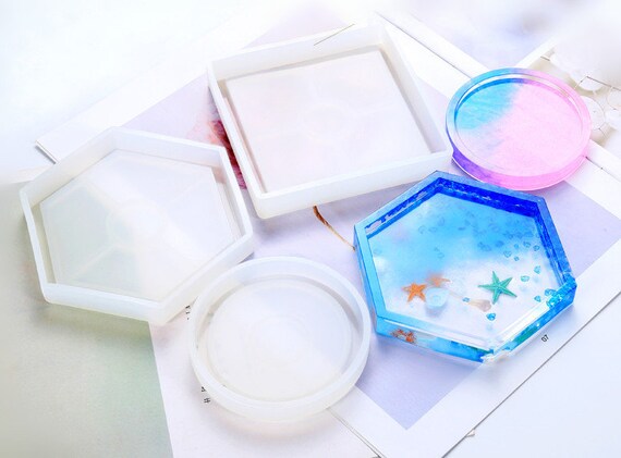 Guangmc Silicone Coaster Mold Set DIY Epoxy Cup Mat Moulds