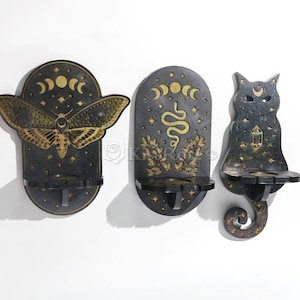 Moon phase wall hanging candle holder mold-Silicone mold for resin craft-Cat/Snake/Moth pattern candlestick plaster concrete molds