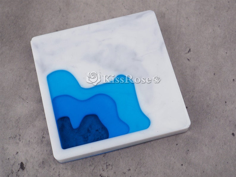 Creative ocean silicone tray mold-Terraces coaster resin molds-Ocean Resin wine coaster mold-Silicone cup mat mold-Silicon tea tray mold