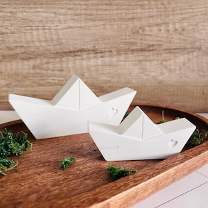 Stampo in silicone per barche di carta in cemento, stampo in gesso per ornamenti di barche di carta, stampo per candele profumate, stampo per barche giocattolo in cemento/raysin, stampo per barche in pietra diffusore