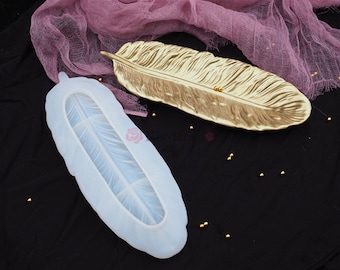Creative feather silicone plate mold-Silicone mold for resin plate DIY-Resin dish mold-Tray silicon mold-Jewelry tray mold