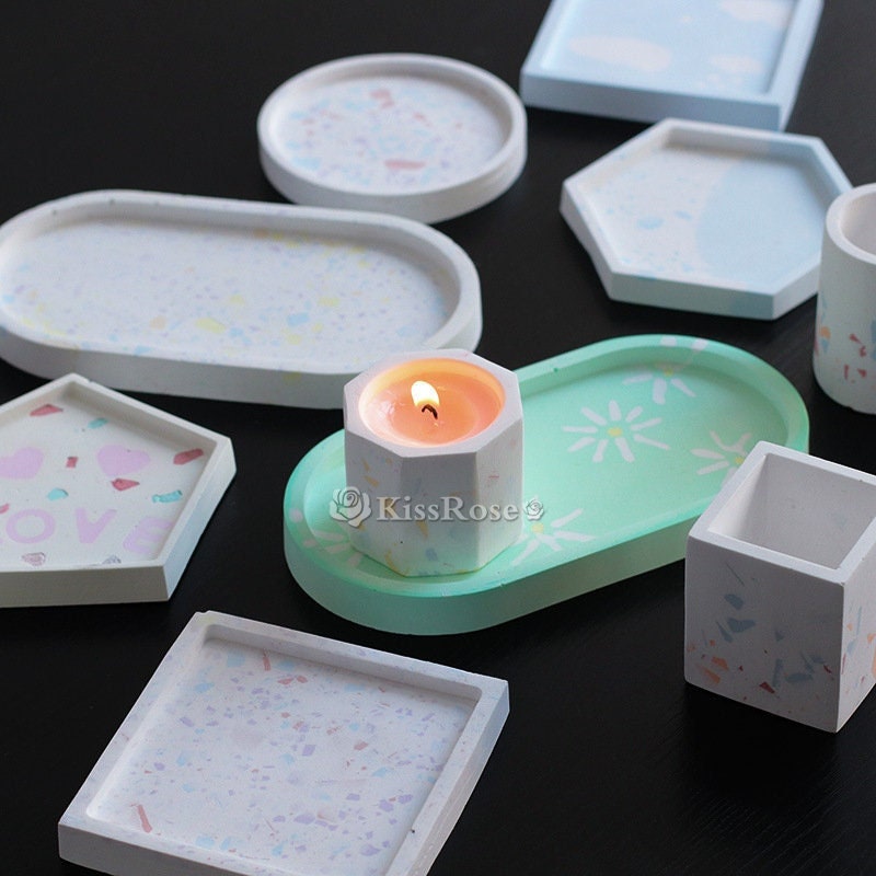 Diamond Crystal Tray Clay Silicone Mold DIY Handmade Craft Art Jewelry  Storage Plates Cement Concrete Silica Molds for Organizer