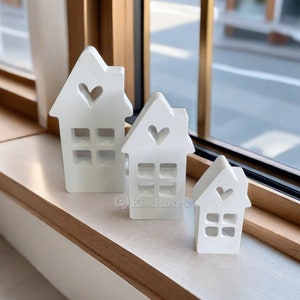 3 size silicone house molds-Hollow heart gable house mold-Light house mould-House silicone mold-Hollow windows house concrete/resin molds