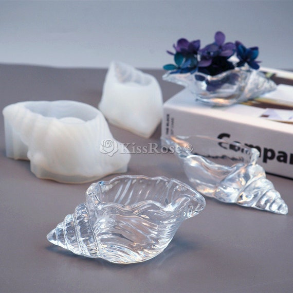 Fashion conch storage box silicone mold-2 styles Makeup sponge resin molds-Silicon desktop decoration box mold-DIY jewelry box mold