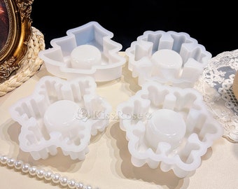 Snowflake Candle Holder Resin Mold-Christmas Decoration Mold-Silicone Mold for Christmas Tree Candlestick DIY-Tealight Holder molds