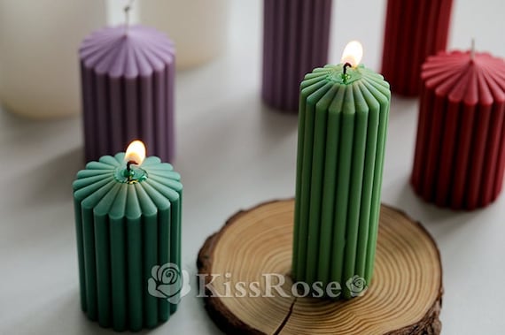 Vertical Stripes Candle Mold-Silicone candle mold-Scented candle mold-Pillar candle mold-Cylinder candle mould-Pointed Candle mold