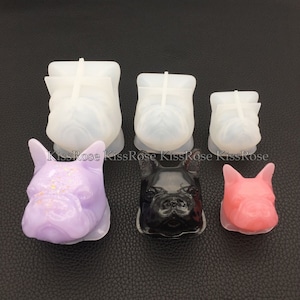 Nuevo molde de resina de silicona 3D Kawaii Bulldog Francés - Molde de vela DIY - Molde de aromaterapia artesanal - Molde de yeso para perros - Molde de decoración del hogar