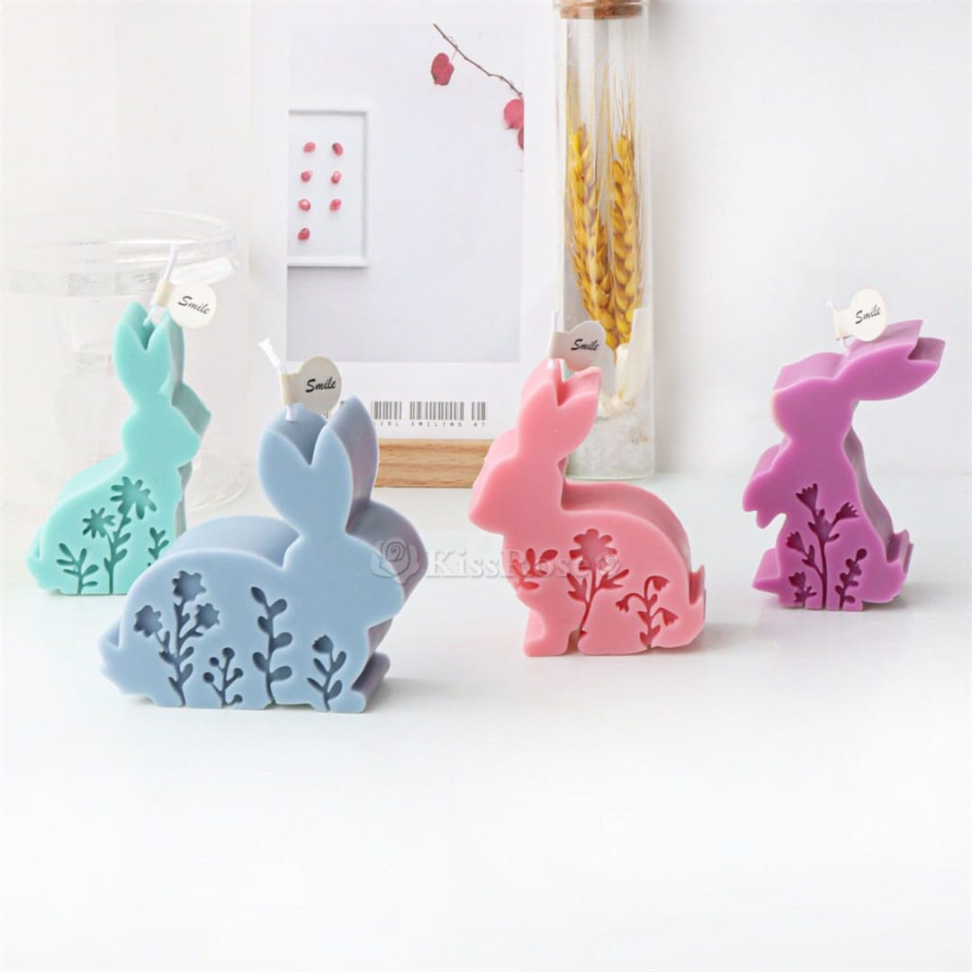 4 Styles Silicone Rabbit Mold-cute Easter Bunny Candle Mold-flower ...