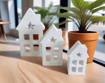 3 maten siliconen huismallen-holle ster torenspits huis mal-vuurtoren mal-huis siliconen mal-schoorsteen huis beton/gips/hars mallen
