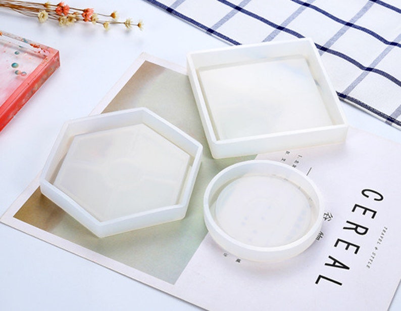 Round Hexagonal Square Resin Silicone Mould Coaster Silicone Mold Resin Cabochons DIY Mold Silicon Resin Mold Epoxy Resin Craft Mold