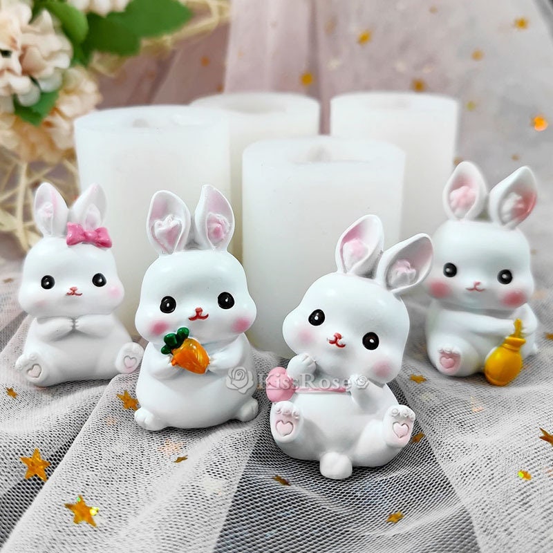 Moule de lapin de Pâques Moule en silicone 3D durable pour bougie de lapin  en forme de coquille cassée Moules en résine de silicone pour la  fabrication de savon maison 