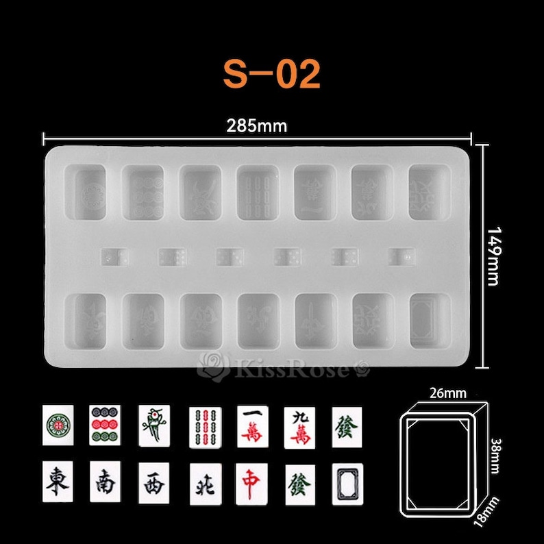 3 size mahjong silicone mold-Mahjong tiles resin molds-Epoxy resin mahjong set mold-Mahjong keychain pendant mold-Resin art craft mold S-02