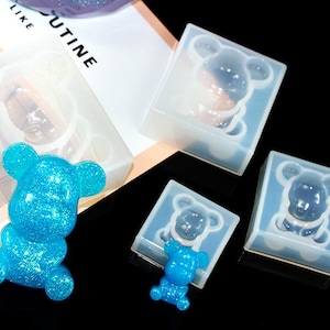 Cute bear resin mold-silicone bear mold-bear pendant mold-epoxy resin key chain mold-mobile phone case decorative patch mold-resin art mold