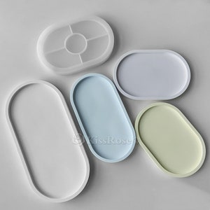 3 Sizes Silicone Tray Mold-Oval Coaster Resin Molds-Resin Casting Plate Mould-Plaster jewelry Trinket Tray Mold-Concrete Candle Tray Molds