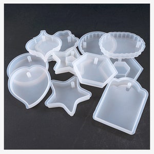 12 styles pendant silicone mold with hole silicon molds for resin craft rectangle/round/star/oval/heart shape pendant moulds dog tags molds