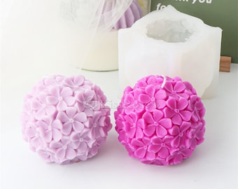 Flower sphere candle mold-Four-leaf clover silicone sphere mold-Scented candle mold-Creative sphere resin decoration molds
