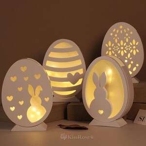 Boîte à lumière LED Moule en silicone - Moule de coulée de lapin de Pâques - Moule d'ornements d'oeufs d'ombre - DIY Décoration de Pâques Moule en béton - Moule à oeufs creux en résine/raysine