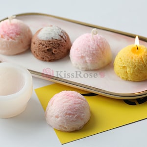 Cute Ice cream hemisphere silicone mold-Silicon mold for candle making-DIY candle mold-Ice cream ball mold-Scented candle mould