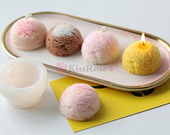 Cute Ice cream hemisphere silicone mold-Silicon mold for candle making-DIY candle mold-Ice cream ball mold-Scented candle mould