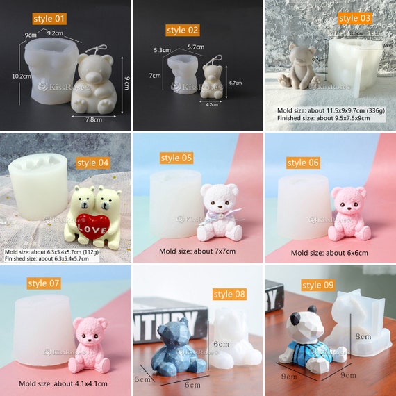 1pc Bear Design DIY Silicone Mold, Cartoon White Silicone Bear Candle Mold  For DIY