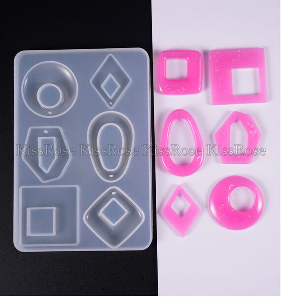 Sculpting & Forming Craft Supplies & Tools 6 styles in one pendant silicone mold with hole Earring pendant resin molds for jewelry pendant mold craft mould for ring pendant making
