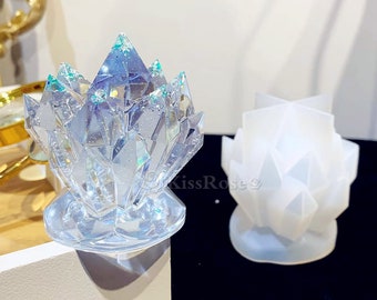 Crystal stone candle mold-Cluster candle silicone mold-Crystal resin mold-Resin crystal stone mold