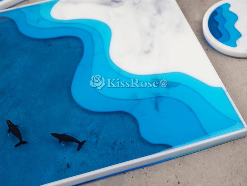 Creative ocean silicone tray mold-Terraces coaster resin molds-Ocean Resin wine coaster mold-Silicone cup mat mold-Silicon tea tray mold