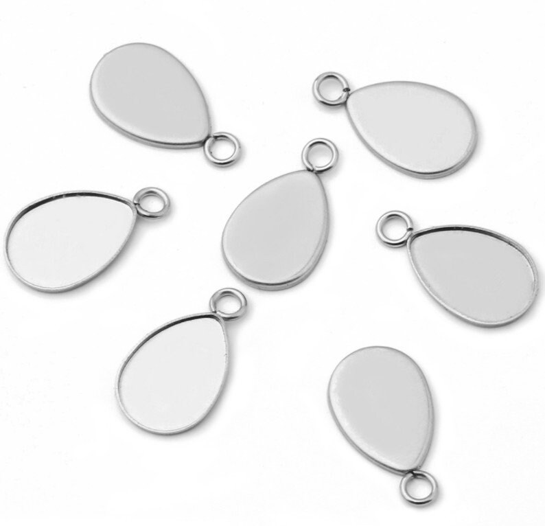 création bijoux 20 fioles en verre piton argenté Lot de 5,10 taille18x10mm
