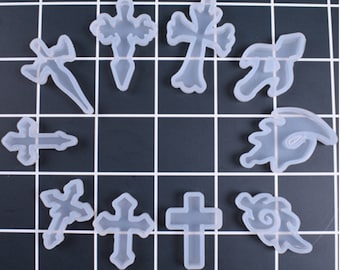 10 styles Cross Pendant Silicon Mold Cabochon - Silicon Mold - Pendant resin silicon mold - for Jewelry Make - Epoxy Resin Mold
