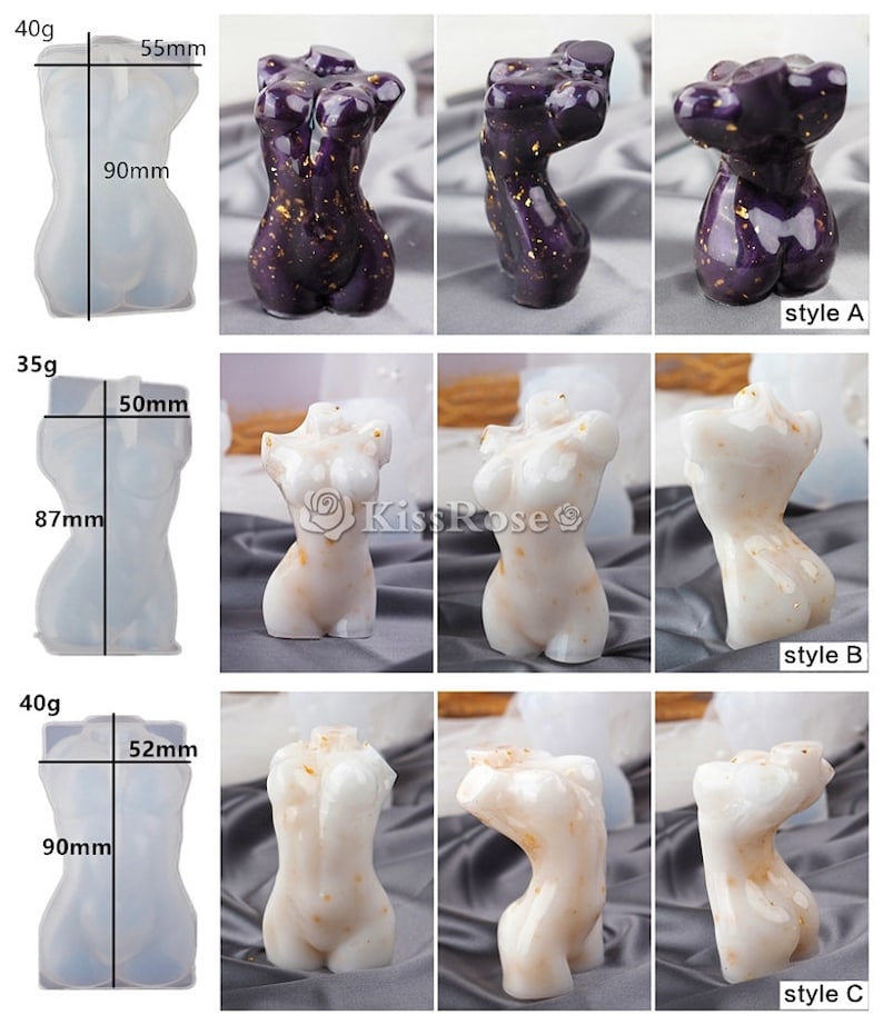 Silicone Woman Body Mold3 Styles Female Body Resin Moldwoman Etsy